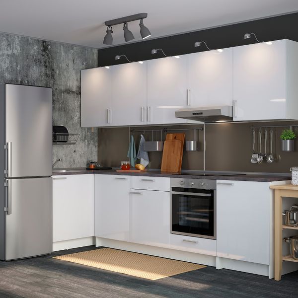 Кухня, глянцевый белый 120x300x220 см IKEA KNOXHULT КНОКСХУЛЬТ 494.035.66 - схема-чертеж с размерами