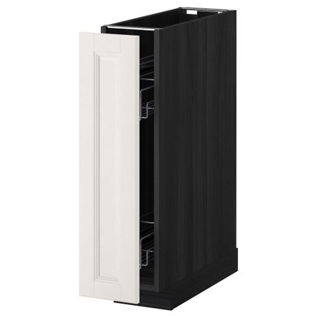 Напольный шкаф, выдвижной внутрений элемент МЕТОД, черный, Лаксарби белый (20x60 см)