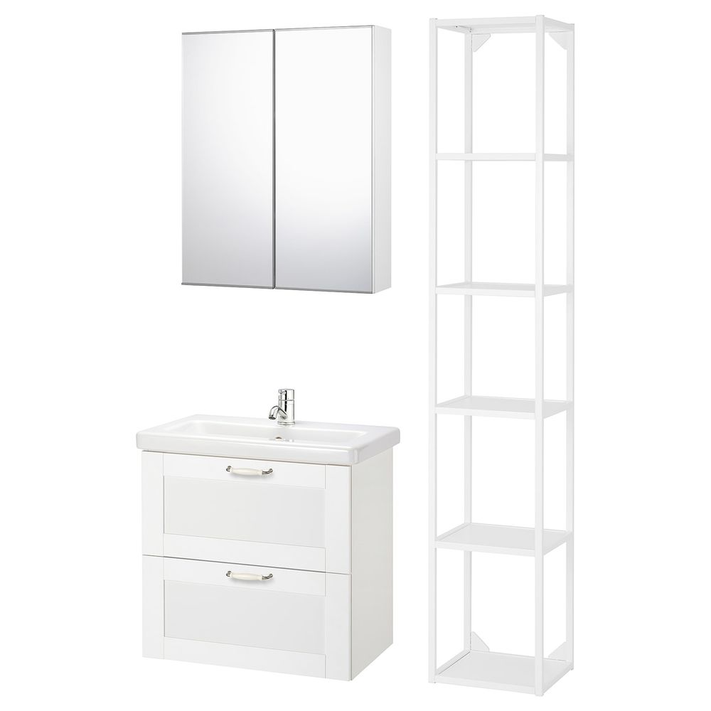 Комплект мебели для ванной,7 предм., Йельсен белый/ПИЛКОН смеситель 64x43x65 см IKEA FISKÅN ФИСКОН / TVÄLLEN ТВЭЛЛЕН 694.373.63 - фото 1