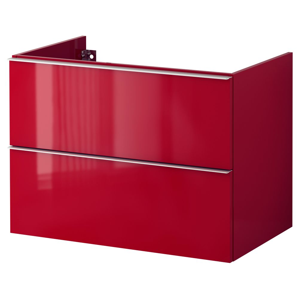 Шкаф для раковины с 2 ящиками ГОДМОРГОН, глянцевый красный - фото 1