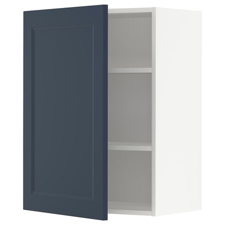 Навесной шкаф с полками, белый Акстад/матовая поверхность синий 60x80 см IKEA METOD МЕТОД 294.461.52
