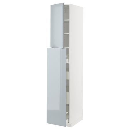 Высокий шкаф, выдвижной секцией, 4ящик, 1дверцы, 2полками, 40x60x220 cm IKEA METOD МЕТОД, MAXIMERA МАКСИМЕРА 694.792.30
