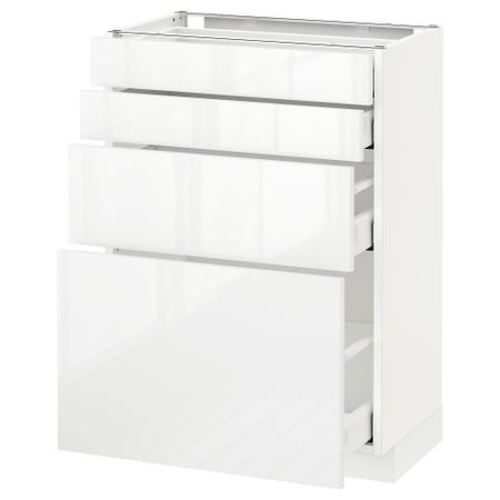 Напольный шкаф 4 фронтальных панели, 4 ящика МЕТОД / МАКСИМЕРА, белый, Рингульт белый