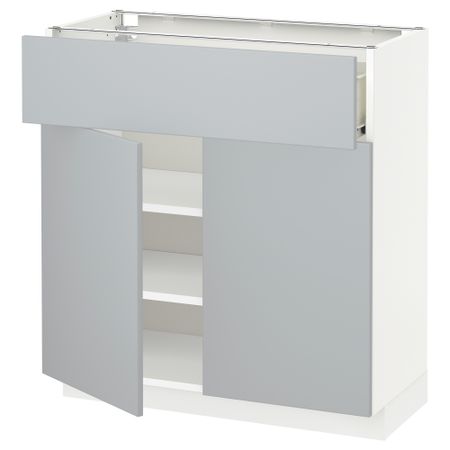 Напольный шкаф + ящик, 2 дверцы МЕТОД / ФОРВАРА, белый, Веддинге серый