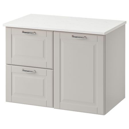 Шкаф под раковину с 3 ящиками ГОДМОРГОН / ТОЛКЕН, Кашён светло-серый, под мрамор (82x49x60 см)