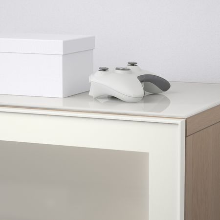 Шкаф для ТВ, комбинированный, стекляные дверцы, под беленый дуб/Сельсвикен глянцевый, белый прозрачное стекло 240x40x230 см IKEA