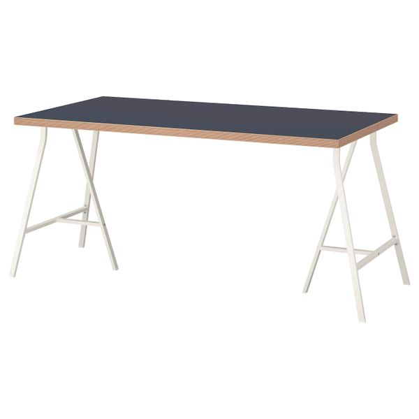 Стол, синий, белый 150x75 см IKEA ЛИННМОН / ЛЕРБЕРГ 992.793.62 - фото 1