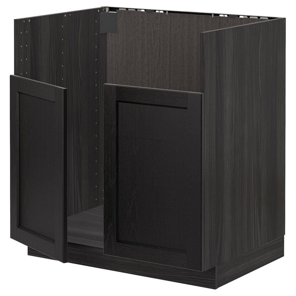 Шкаф для двойной мойки БРЕДШЁН, черный/Лерхюттан черная морилка 80x60 см IKEA МЕТОД 692.993.28 - схема-чертеж с размерами