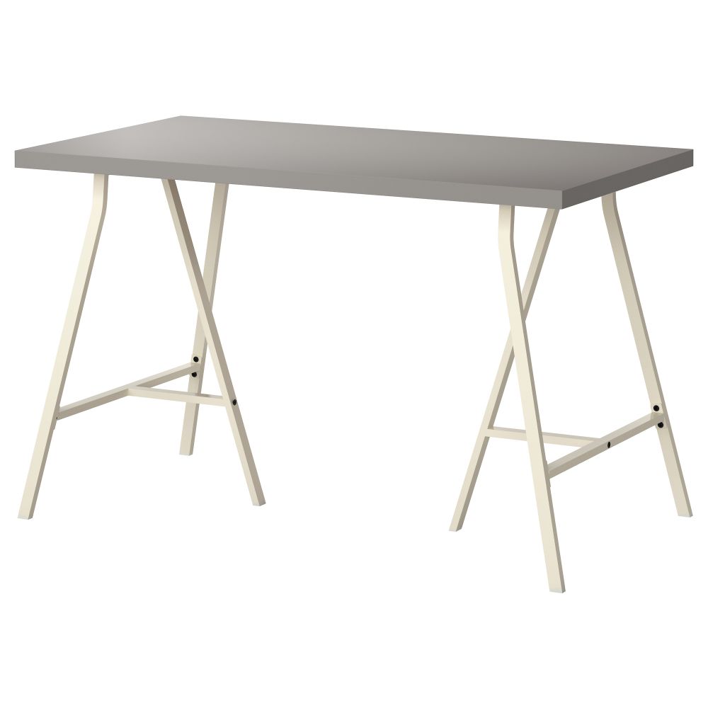 Стол ЛИННМОН / ЛЕРБЕРГ, серый, белый (120x60 см) - фото 1