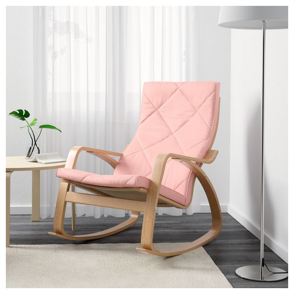 Кресло-качалка ПОЭНГ, дубовый шпон, Эдум розовый - фото 2