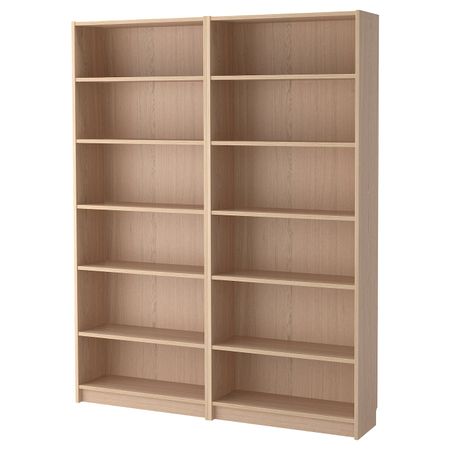Стеллаж, дубовый шпон, беленый 160x28x202 см IKEA BILLY БИЛЛИ 692.499.32