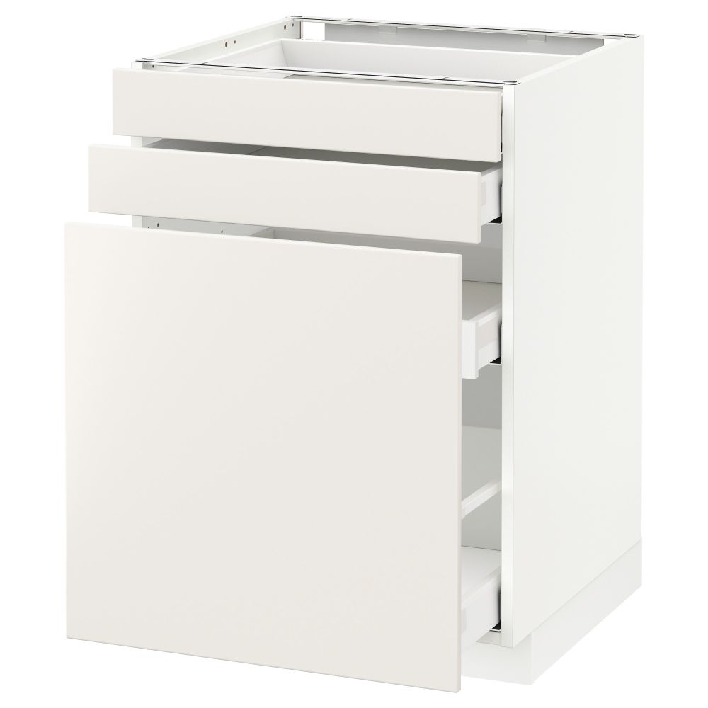 Напольный шкаф с выдвижными модулями, 2 фронтальные панели МЕТОД / МАКСИМЕРА, белый, Веддинге белый - схема-чертеж с размерами