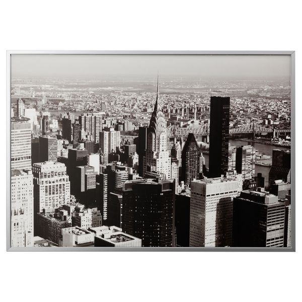Картина с рамой БЬЁРКСТА, Мегаполис, цвет алюминия (200x140 см) - фото 1