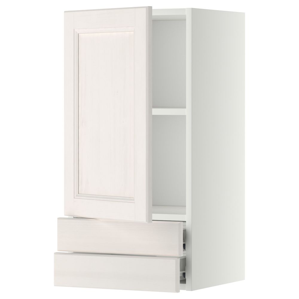 Навесной шкаф с дверцей, 2 ящика МЕТОД / ФОРВАРА, белый, Лаксарби белый - фото 1