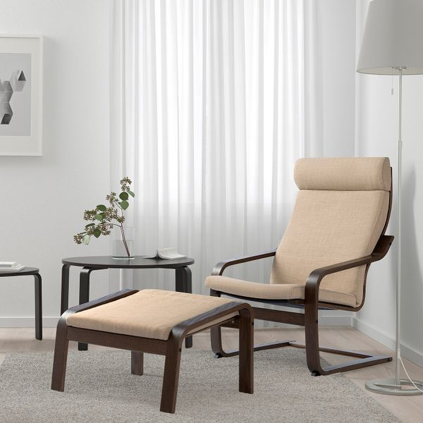 Кресло, коричневый/Шифтебу бежевый IKEA POÄNG ПОЭНГ 193.028.04 - фото 2