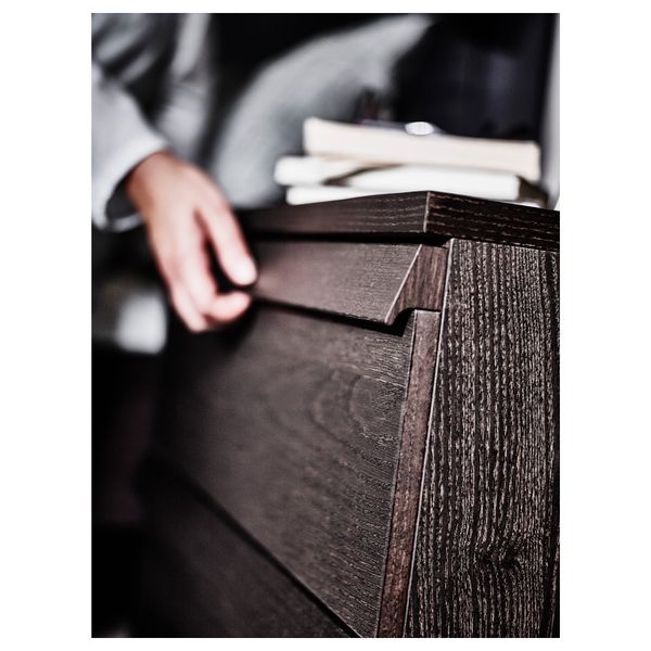 Комод с 2 ящиками ОППЛАНД, коричневая морилка ясеневый шпон (60x57 см) - фото 5