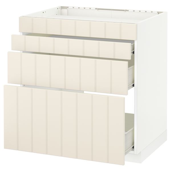 Напольный шкаф для духовки, 4фасада, 3 ящика МЕТОД / ФОРВАРА, белый, Хитарп белый с оттенком - схема-чертеж с размерами