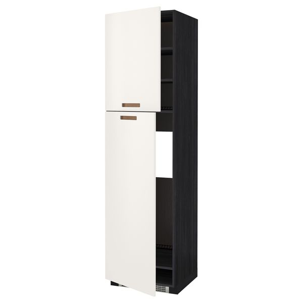 Высокий шкаф для холодильника, 2 дверцы МЕТОД, черный, Мэрста белый - схема-чертеж с размерами