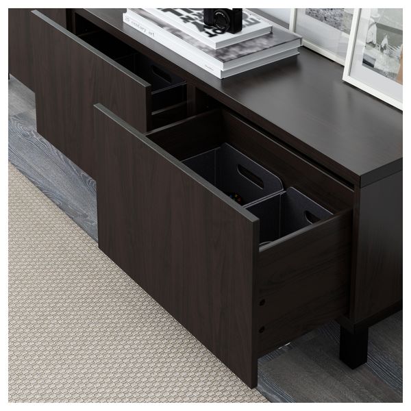 Комбинация для хранения с ящиками БЕСТО, Лаппвикен черно-коричневый (180x40x48 см) - фото 2
