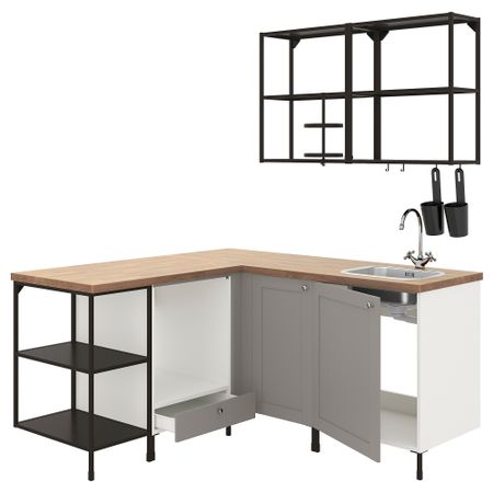 Угловая кухня, антрацит, серый каркас IKEA BEGIVENHET БЕГИВЕНХЕТ 293.379.78