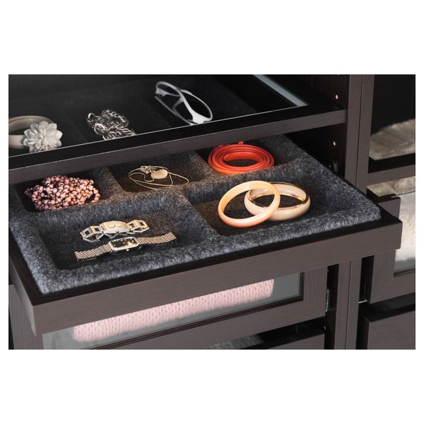 Выдвижная полка + вставка КОМПЛИМЕНТ, черно-коричневый, серый - схема-чертеж с размерами