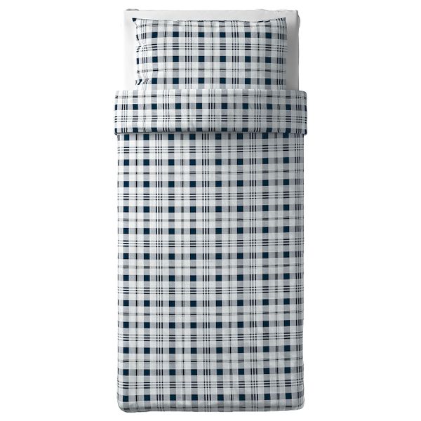 Пододеяльник и наволочка, белый синий/клетка 150x200/50x70 см IKEA SPIKVALLMO СПИКВАЛЛЬМО 204.664.51 - схема-чертеж с размерами