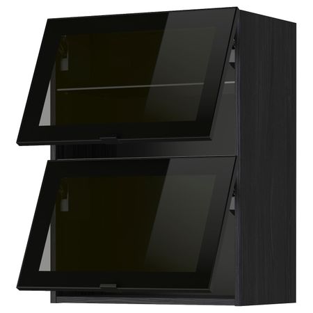 Навесной горизонтальные шкаф, 2 зеркальная дверц, черный, Ютис дымчатое стекло 60x80 см IKEA МЕТОД 593.306.16