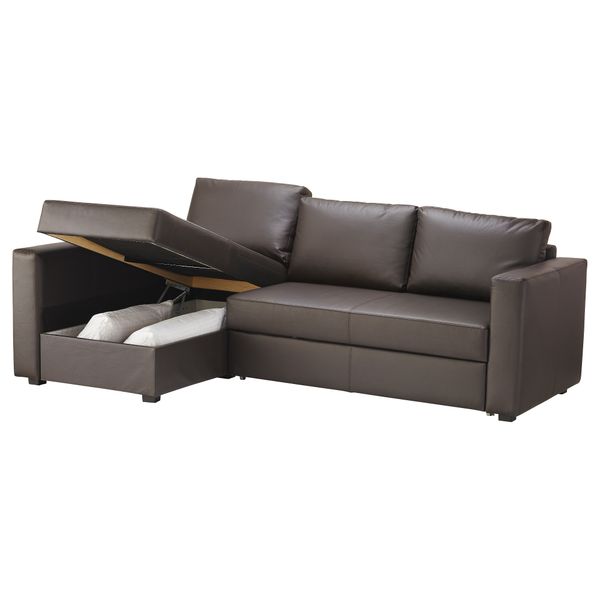 Угловой диван-кровать с отделением для хранения МОНСТАД, Кимстад темно-коричневый - схема-чертеж с размерами