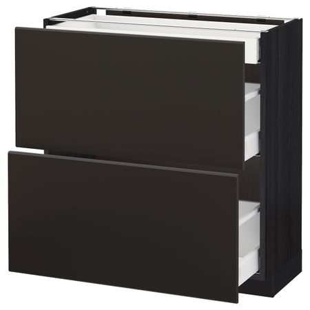 Напольный шкаф/2фасада/3ящика, черный/Кунгсбакка антрацит 80x37 см IKEA МЕТОД / МАКСИМЕРА 392.206.33