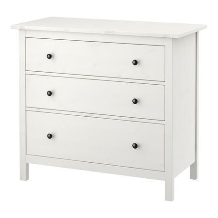 HEMNES Комод с 3 ящиками - белая морилка 108x96 см