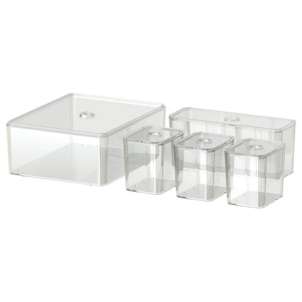 Контейнер с крышкой, 5 шт ГОДМОРГОН, прозрачный (24x20x10 см) - фото 1