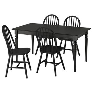 ROSENTORP / SKOGSTA Стол и 4 стула - чёрный/чёрный 155/215x87 см