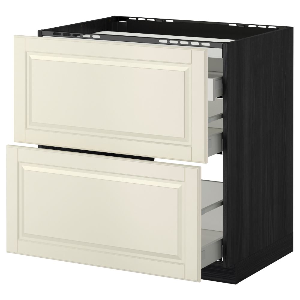 Напольный шкаф, 2 фронтальных панели, 3 ящика МЕТОД / МАКСИМЕРА, черный, Будбин белый с оттенком - схема-чертеж с размерами