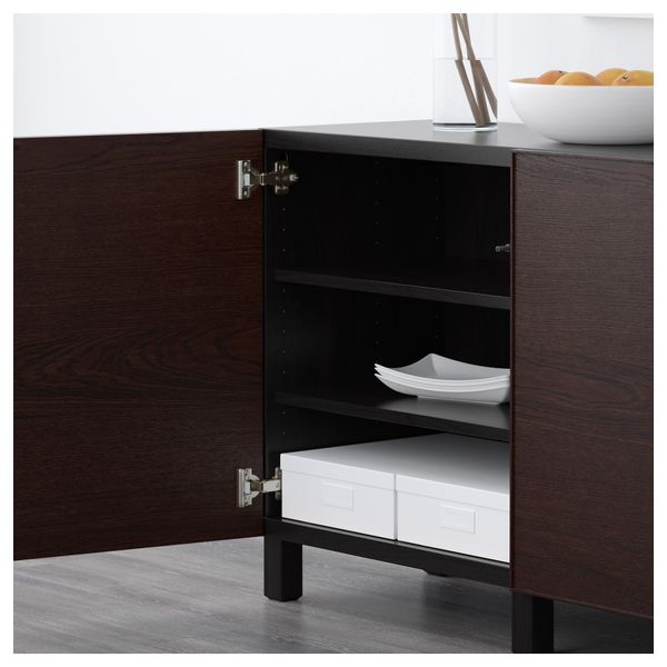 Комбинация для хранения с дверцами БЕСТО, черно-коричневый, Инвикен черно-коричневый (180x40x74 см) - схема-чертеж с размерами