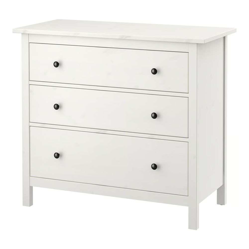 HEMNES Комод с 3 ящиками - белая морилка 108x96 см - фото 1