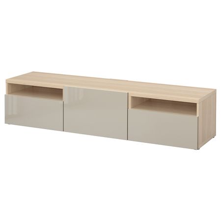Тумба под ТВ, под беленый дуб, Сельсвикен глянцевый/бежевый, 180x40x38 см IKEA БЕСТО 492.503.56