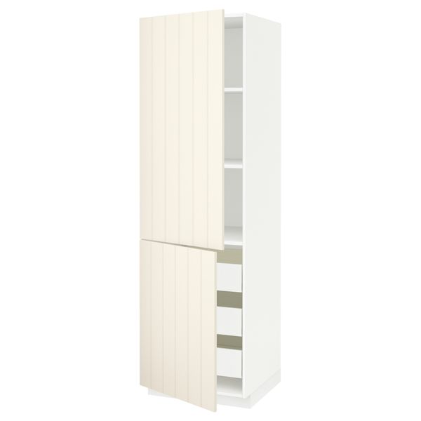 Высокий шкаф + полки, 3 ящика, 2 дверцы МЕТОД / ФОРВАРА, белый, Хитарп белый с оттенком - схема-чертеж с размерами