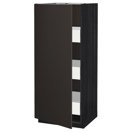 Высокий шкаф с ящиками, черный/Кунгсбакка антрацит 60x60x140 см IKEA МЕТОД / МАКСИМЕРА 393.432.62