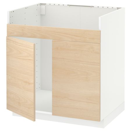 Шкаф для двойной мойки ХАВСЕН, белый/Аскерсунд под светлый ясень 80x60 см IKEA METOD МЕТОД 394.448.69