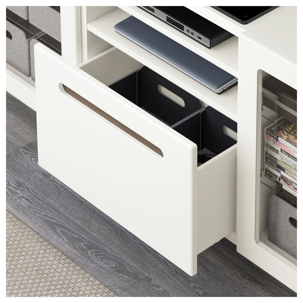 Тумба для ТВ с ящиками БЕСТО, Марвикен белый прозрачное стекло (180x40x74 см) - фото 3