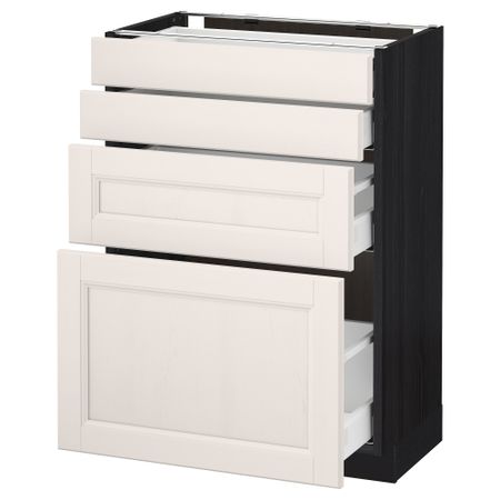 Напольный шкаф 4 фронтальных панели, 4 ящика МЕТОД / МАКСИМЕРА, черный, Лаксарби белый