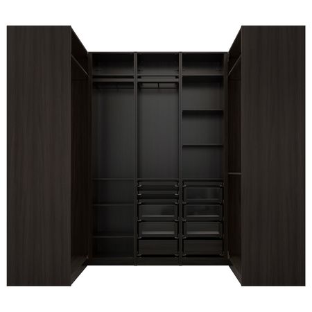 Гардероб угловой, черно-коричневый 113/271/113x236 см IKEA PAX ПАКС 393.311.17