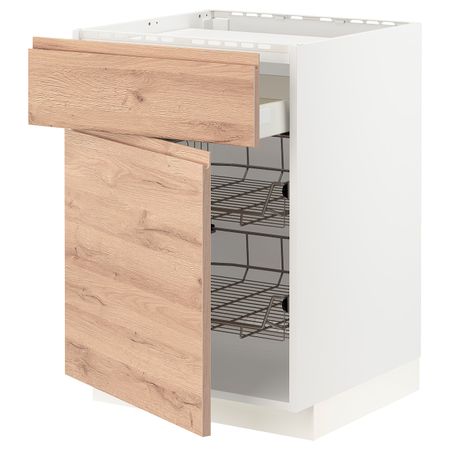 Шкаф для варочной панели/ящик/2пр крз, белый/Воксторп под дуб 60x60 см IKEA METOD МЕТОД / MAXIMERA МАКСИМЕРА 394.142.59
