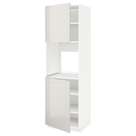 Высокий шкаф для духовки/2дверцы/полки, белый/Рингульт светло-серый 60x60x200 см IKEA METOD МЕТОД 192.333.68