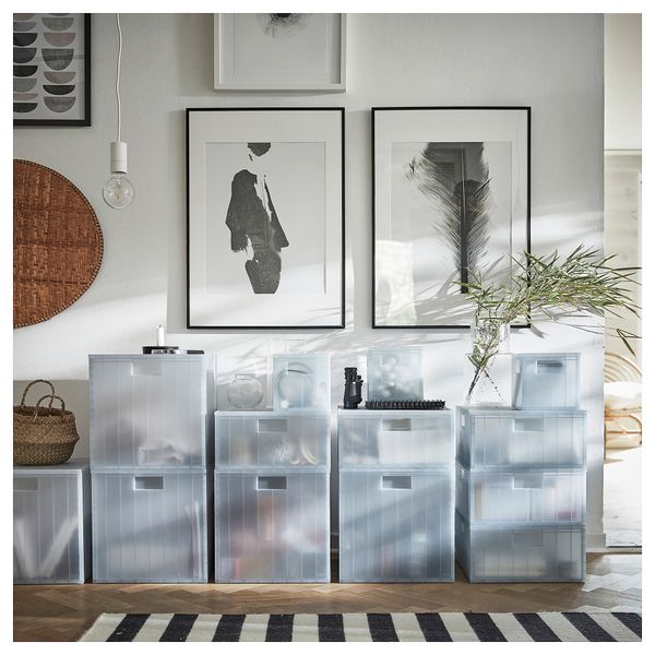 Контейнер с крышкой, прозрачный серо-синий, 33x33x33 см IKEA PANSARTAX 405.150.21 - фото 5