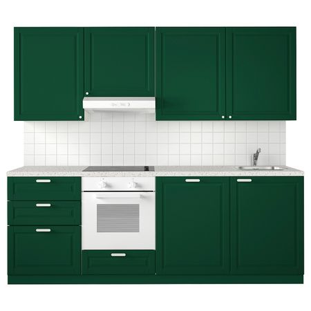 Кухня, белый/Будбин темно-зеленый 240x60x228 см IKEA METOD МЕТОД 393.933.70