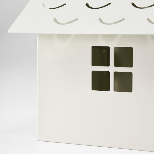 Подсвечник для греющей свечи, домик, белый, 14 см IKEA ВИНТЕРФЕСТ 304.333.37 - схема-чертеж с размерами