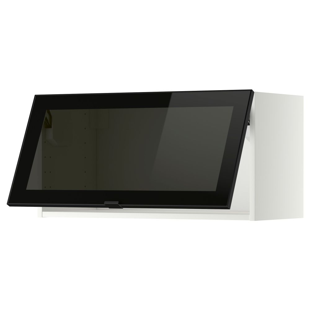 Горизонтальный навесной шкаф со стеклянной дверью МЕТОД, белый, Ютис дымчатое стекло - схема-чертеж с размерами