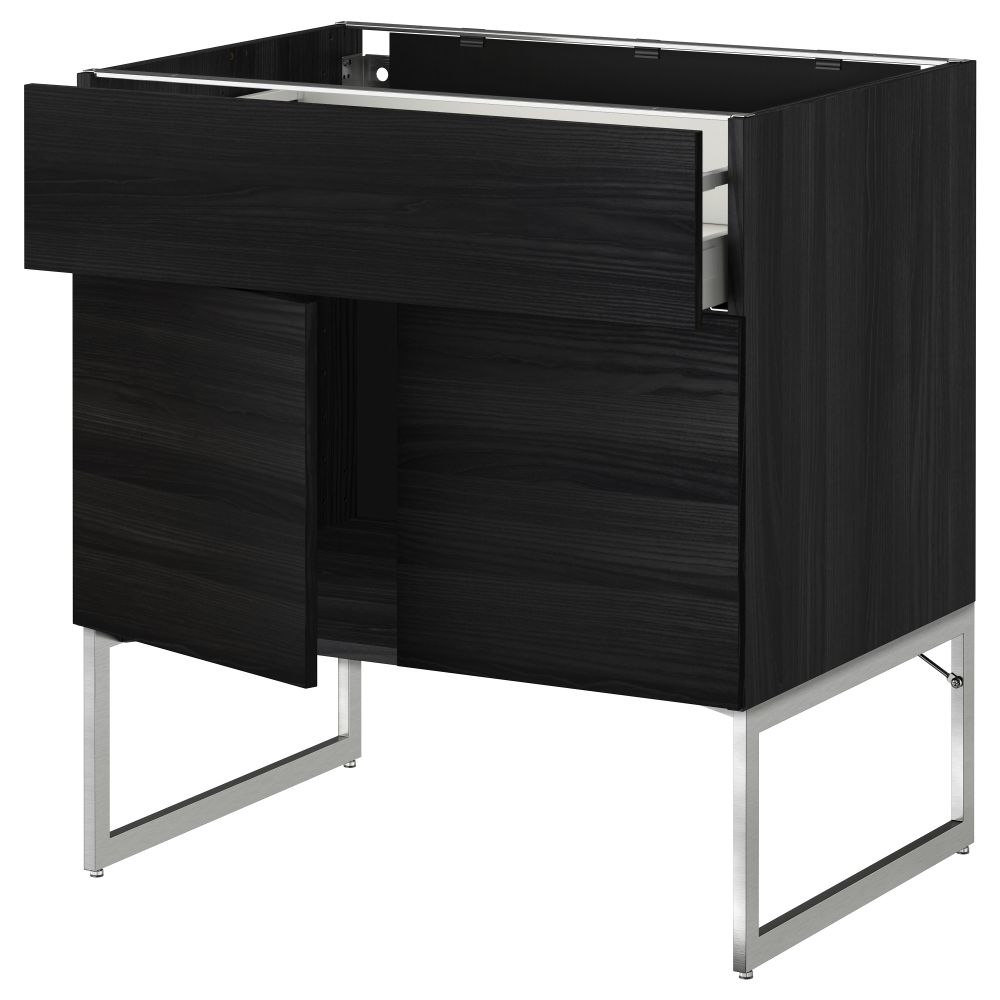 Напольный шкаф, полки, ящик, 2 двери МЕТОД / МАКСИМЕРА, черный, Тингсрид черный - схема-чертеж с размерами