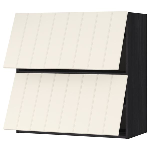 Навесной шкаф, 2 дверцы, горизонтальный МЕТОД, черный, Хитарп белый с оттенком - схема-чертеж с размерами